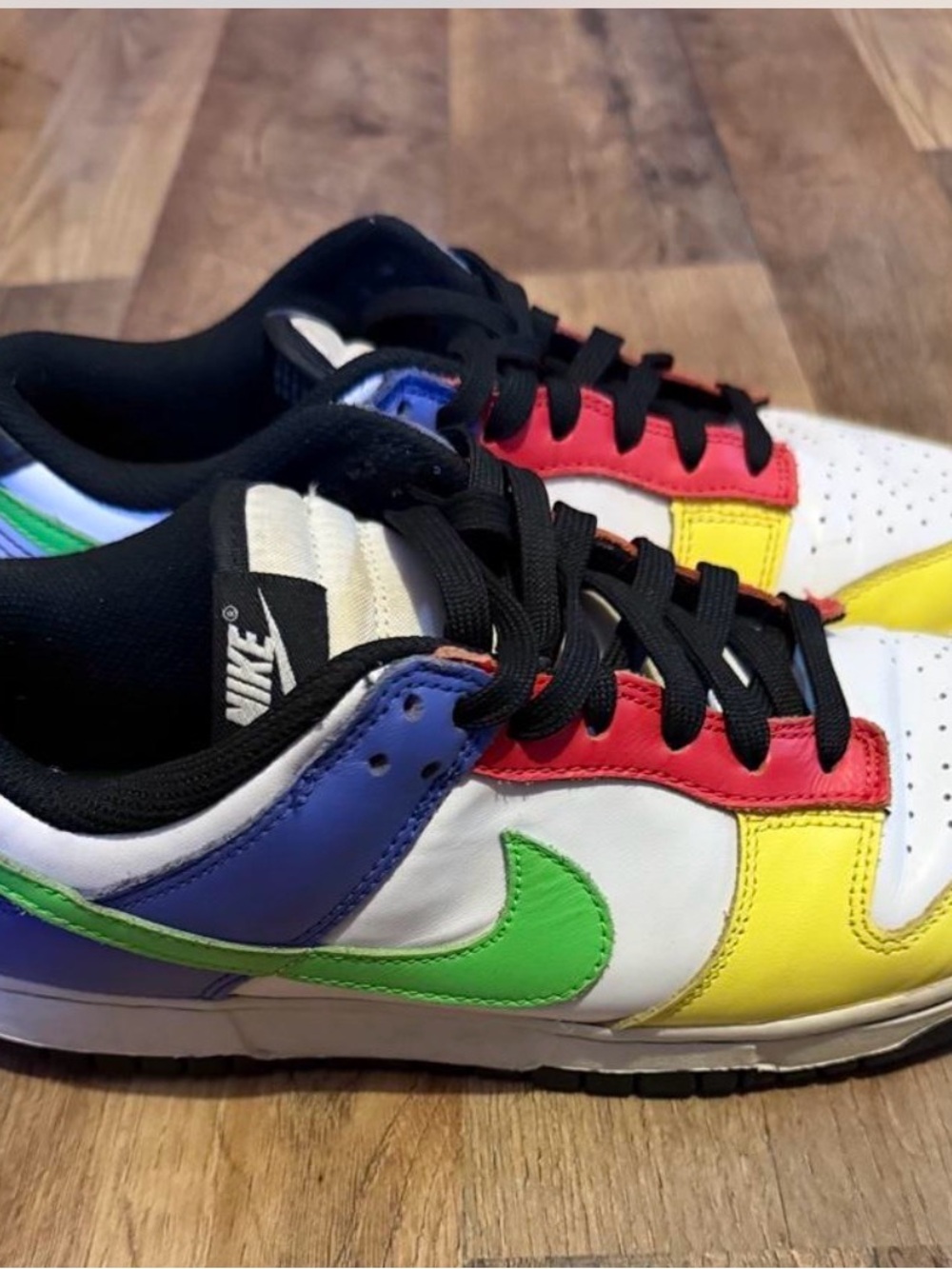 Nike Multicolor Low-Top Sneakers - White with Green, Yellow, Red, Blue